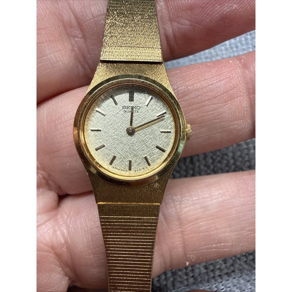 Vintage Seiko Women Dress Watch 4N00 Ladies Gold Tone,19mm,New Battery